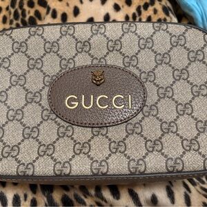 Gucci Floral Lined Camera Bag with Sherry Stripe Crossbody Strap
